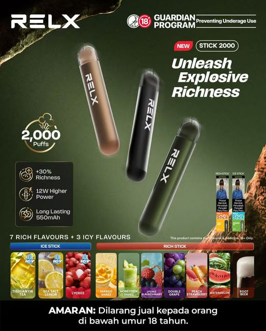 VAPE-SHOP-ECO-BOTANIC-RELX-Stick-2000-Puffs-Disposable